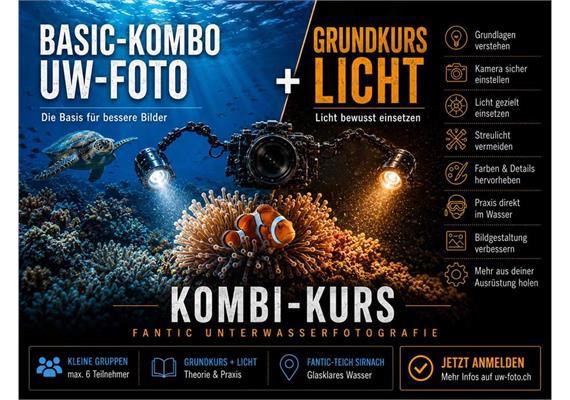Fotokurs im Wasser: Basic-Kombo UW-Foto Grundkurs + Licht - Sonntag, 5. Juli 2026