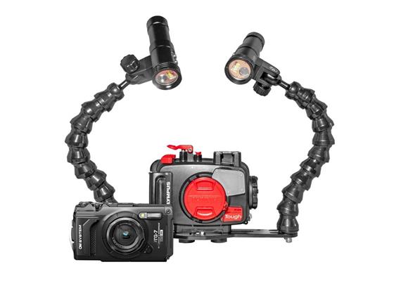 KOMPLETTSET: Einsteigerset in top Qualität mit Olympus TG-7, UW-Gehäuse und Lampen