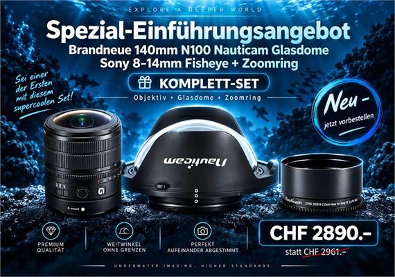 Sony 8–14mm Fisheye + Nauticam 140mm N100 Glasdome & Zoomring – Komplett-Set