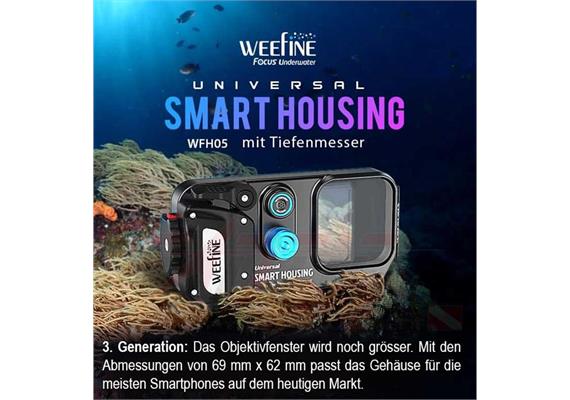 Weefine Unterwassergehäuse WFH05 PRO (mit Tiefenmesser) für Smartphones (iPhone / Android)