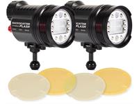 Backscatter Dual Hybrid Flash Underwater Strobe Bundle with Flat Diffusers