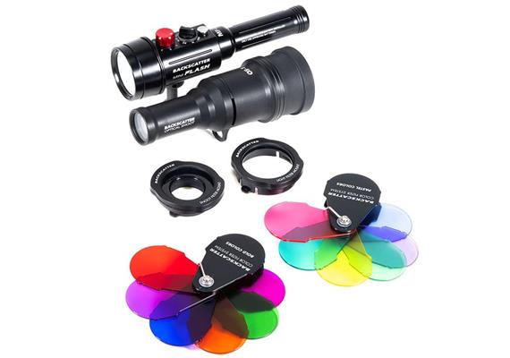 Backscatter Mini Flash MF-2 Underwater Strobe, OS-1 Snoot & Color Filter Package