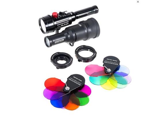 Backscatter Mini Flash MF-3 Underwater Strobe, OS-1 Snoot & Color Filter Package