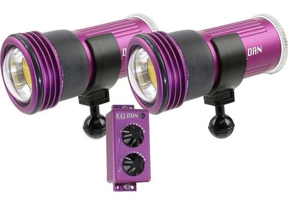 Keldan Bundle: 2 x Video Light 4XR 11000lm CRI86, RC 2 Remote Control with Ball adapter