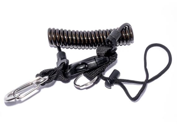 Spiral cord with stainless steel snap-spring - black