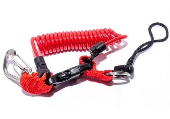 Spiral cord with stainless steel snap-spring - red