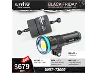 Weefine Set: Video Light Solar Flare 13000, Buoyancy Blocks, 8" Ball Arm