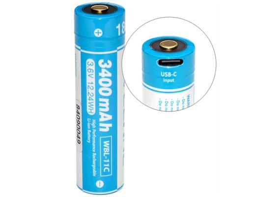 Weefine Spare Battery 18650 Li-ion 3.6V 3400mAh USB-C Charging