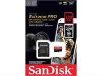 SanDisk carte mémoire ExtremePro microSD 200MB/s, 128GB (avec adaptateur SD)