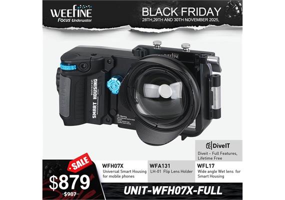 Weefine Kit: Caisson téléphones portables, Support d'objectif, Objectif grand angle, App