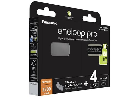 Panasonic Eneloop Pro batterie ricaricabili 2500mAh (set di 4), scatola di immagazzinaggio